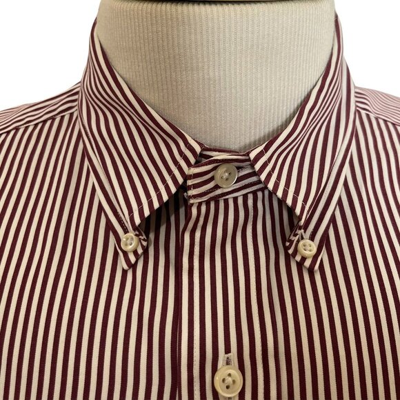 Ralph Lauren Mens Button Front Shirt Red White Stripes Collar Size 16 1/2 34/35 - Picture 3 of 7